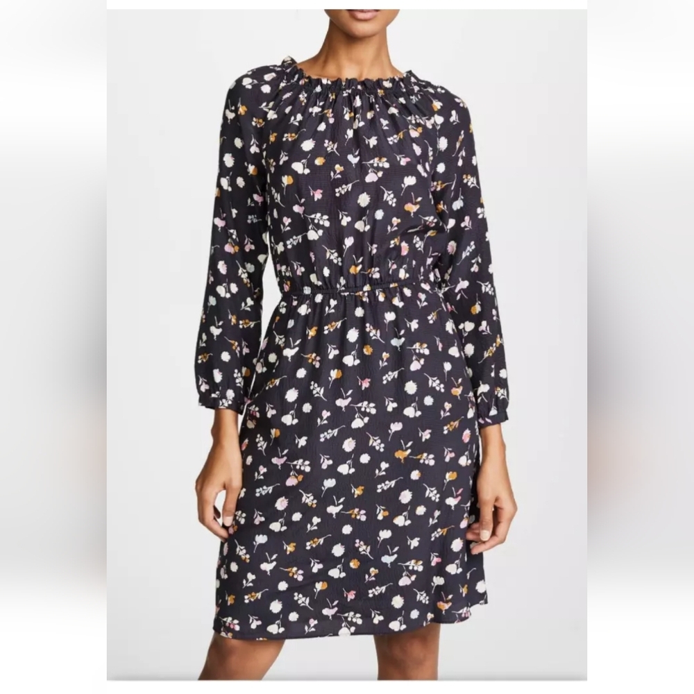 Rebecca Taylor Holly Flower SILK Dress 4 Stretch 3/4 Long Sleeve Pockets